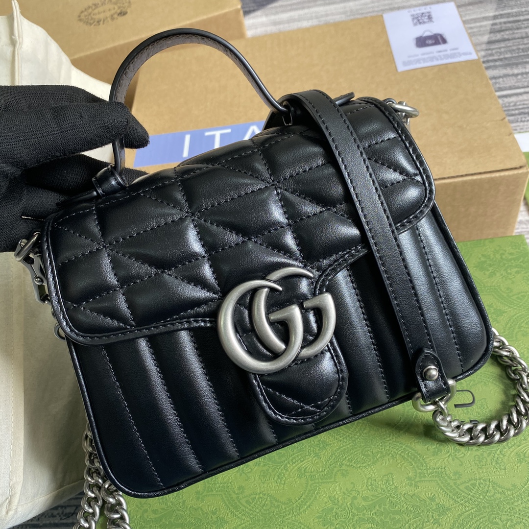 Gucci GG Marmont Mini Top Handle Bag Shoulder Bag 583571 Black